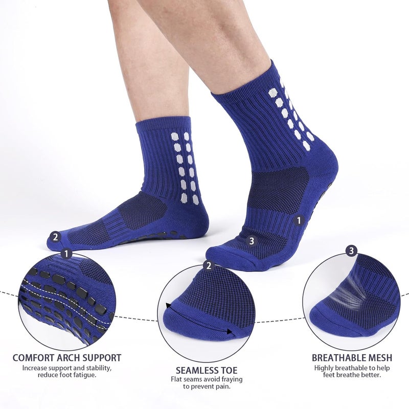 Barrlves Store 6 Pairs Grip Soccer Socks Colorful Non Slip Sports Football Basketball Hospital Yoga Socks for Men Women - Image 2